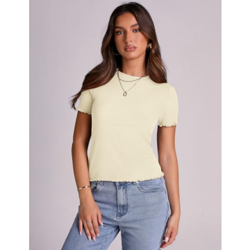 LOMON Women's Summer Ribbed T Shirts for Stylish Comfort