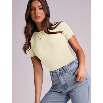 LOMON Women's Summer Ribbed T Shirts for Stylish Comfort