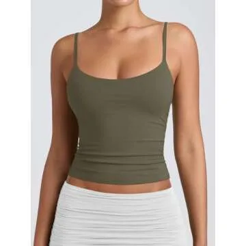 PINKMSTYLE Women’s Double Lined Tank Top - Army Green