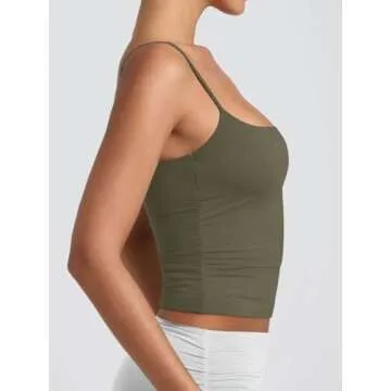 PINKMSTYLE Women’s Double Lined Tank Top - Army Green