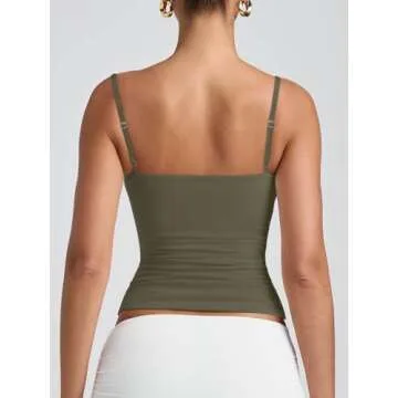 PINKMSTYLE Women’s Double Lined Tank Top - Army Green