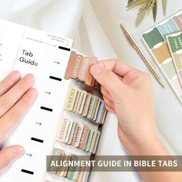 Bible Tabs for Women & Men, Laminated Bible Tabs for Study Bible, Large Print Neutral Bible Tabs for Easy Navigation, Boho Theme, Bible Index Tabs