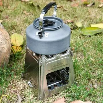 Acelane Camping Stove Stainless Steel Wood Burning Stove Camping Backpacking Stove Folding Portable Wood Stove for Picnic BBQ Camp Hiking Hunting Traveling Survival Emergency Preparedness
