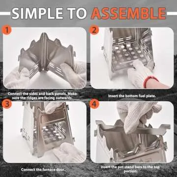 Acelane Camping Stove Stainless Steel Wood Burning Stove Camping Backpacking Stove Folding Portable Wood Stove for Picnic BBQ Camp Hiking Hunting Traveling Survival Emergency Preparedness