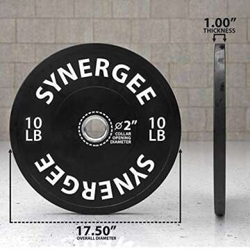 Synergee Bumper Plates – Durable Olympic Weight Plates, Low-Bounce Rubber for Strength Training, Powerlifting, and Functional Workouts.