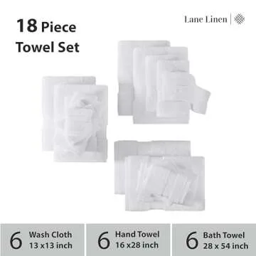 LANE LINEN Luxury Cotton Towel Set - Soft, Absorbent & Durable