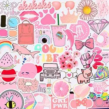 200PCS Stickers for Kids, Aesthetic Vinyl Sticker Packs for Water Bottles Laptop Computer Skateboard, Preppy Stickers for Teens Girls Adults preppies