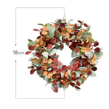 CIR OASES Artificial Fall Wreath for Front Door, Autumn Door Wreath with Lambs Ears Leave Eucalyptus Leaves Berry,Fall Wreath for Indoor Outdoor Farmhouse Home Wall Window Festival Wedding Decor …