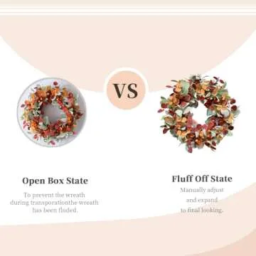 CIR OASES Artificial Fall Wreath for Front Door, Autumn Door Wreath with Lambs Ears Leave Eucalyptus Leaves Berry,Fall Wreath for Indoor Outdoor Farmhouse Home Wall Window Festival Wedding Decor …