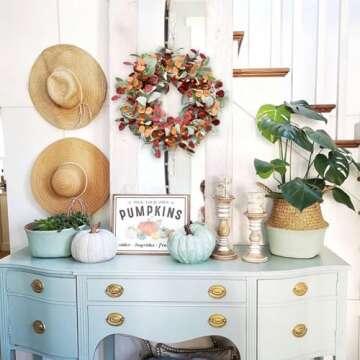 CIR OASES Artificial Fall Wreath for Front Door, Autumn Door Wreath with Lambs Ears Leave Eucalyptus Leaves Berry,Fall Wreath for Indoor Outdoor Farmhouse Home Wall Window Festival Wedding Decor …