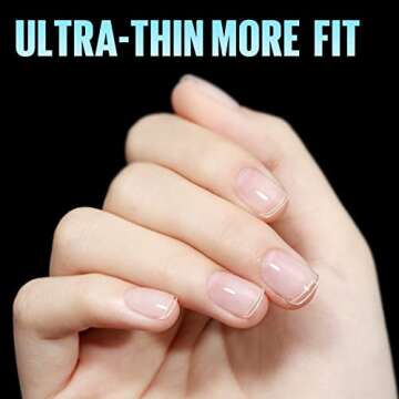 TOMICCA Extra Short Square Fake Nail Tips, Half Matte Acrylic Pre Filed Soft Gel Nail Tips, 192Pcs F...