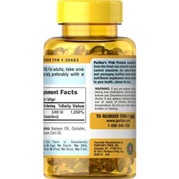 Puritan's Pride Premium Sunvite Mega-Potency Vitamin D3 5,000 IU Dietary Supplement for Strong Bones...