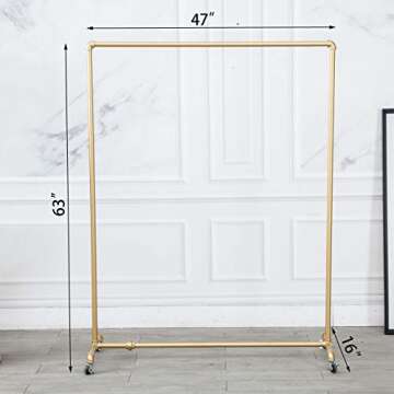 Gold Industrial Pipe Clothing Rack for Retail & Home Use