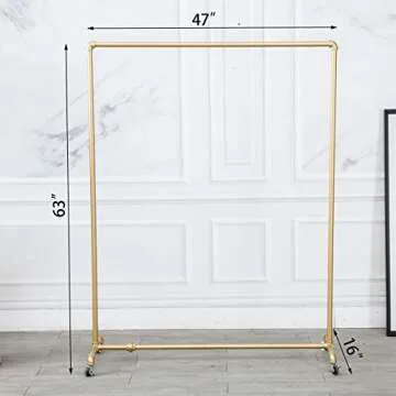Gold Industrial Pipe Clothing Rack for Retail & Home Use