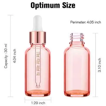 PrettyCare 4 Pack Rose Eye Dropper Bottles for Essential Oils