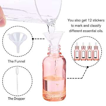 PrettyCare 4 Pack Rose Eye Dropper Bottles for Essential Oils