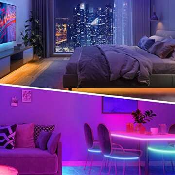 KSIPZE Led Lights for Bedroom 32.8ft Led Strip Lights with Remote RGB Color Changing Music Sync Bluetooth Smart App Control for Room Bedroom Lighting Flexible Home Décor