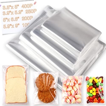 950 PCS Clear Resealable Cellophane Bags for Baking & Crafts