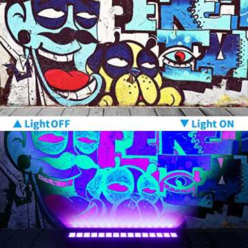 YQNLIFA 36W Upgraded LED Black Light, 2 Pack, Plug+Switch+5ft Cord, Light Up 22x22ft, for Halloween, Christmas, Parties, Stage Lighting