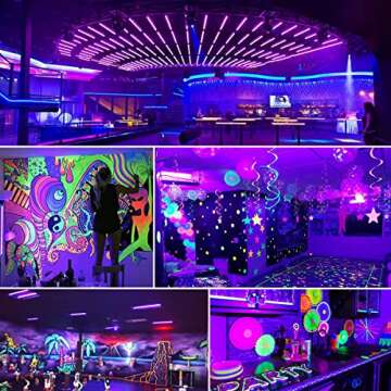 YQNLIFA 36W Upgraded LED Black Light, 2 Pack, Plug+Switch+5ft Cord, Light Up 22x22ft, for Halloween, Christmas, Parties, Stage Lighting