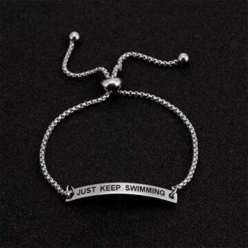 SOUSYOKYOSAM Just Keep Swimming Inspirational Cuff Expandable Bracelet Motivational Jewellery Amazin...