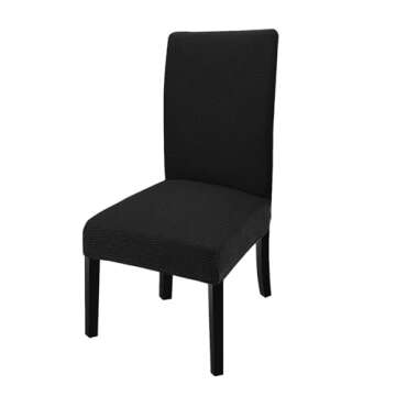 GoodtoU Chair Covers for Dining Room 4 Pack, Stretch Parson/Dining Chair Slipcover Removable Washable Chair Protector for Home/Restaurant/Banquet,Forros para Sillas de Comedor(Black, Set of 4)