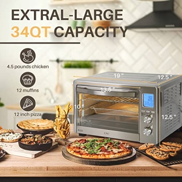 Extra Large 34QT Air Fryer Oven with 12 Cooking Presets