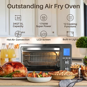 Extra Large 34QT Air Fryer Oven with 12 Cooking Presets