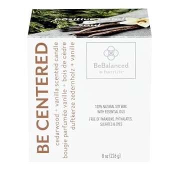 PartyLite Be Centered Cedarwood + Vanilla Jar Candle, 40-50 Hour Burn Time, Essential Oils & Pure Fragrance, Calming, Grounding, and Harmonizing Aromatherapy