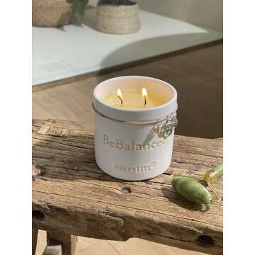 PartyLite Be Centered Cedarwood + Vanilla Jar Candle, 40-50 Hour Burn Time, Essential Oils & Pure Fragrance, Calming, Grounding, and Harmonizing Aromatherapy