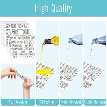 Hebayy 242 pcs Laundry Room Labels,Linen Closet & Office Organization Label Stickers, Waterproof, Tear Resistant, Removable Black Condensed Type Labels for Home Office Craft Room