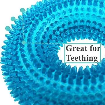 ADUCK Dog Squeaky Chew Toys for Aggressive Chewers Dental Teething Cleaning (Non-Toxic Soft Natural Rubber), Cute Crystal Ring Design -4.92 inches (Crystal Blue)