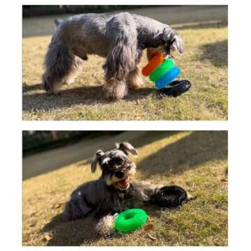 ADUCK Dog Squeaky Chew Toys for Aggressive Chewers Dental Teething Cleaning (Non-Toxic Soft Natural Rubber), Cute Crystal Ring Design -4.92 inches (Crystal Blue)
