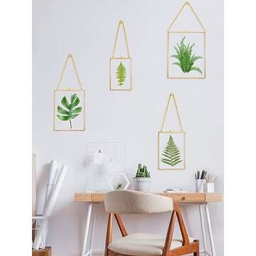 REDHUGO Hanging Pressed Flower Frames, Double Glass Floating Picture Frame Handmade, Glass Frame for...