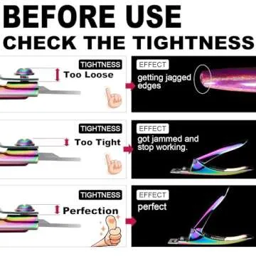 Chameleon Premium Adjustable Nail Clippers with Magnets Sizers for Acrylic Nails, Stainless Steel Nail Cutter Trimmer for Artificial Fake False Tips Manicure Sharp Blade Clip Tool for Salon Beauty