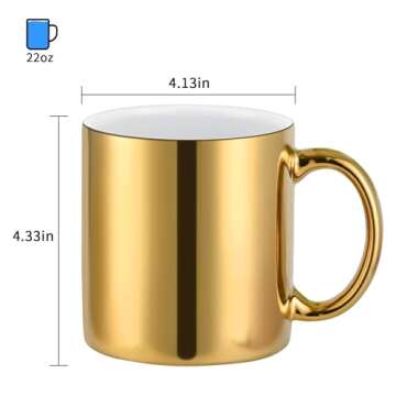 Bycnzb 22oz Large Gold Ceramic Coffee Mugs Set of 2 - Perfect for Coffee, Tea & Cocoa