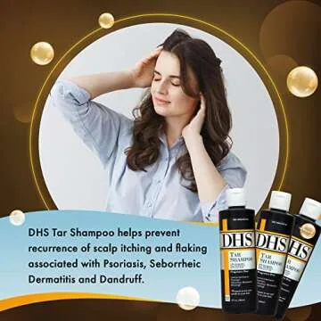 DHS Person & Covey, Inc Coal Tar Shampoo - Anti Dandruff Shampoo for Men & Women, Psoriasis Shampoo & Dandruff Hair Care for Itchy Scalp, Unscented Seborrheic Dermatitis Shampoo - 8 Fl Oz, Pack of 3