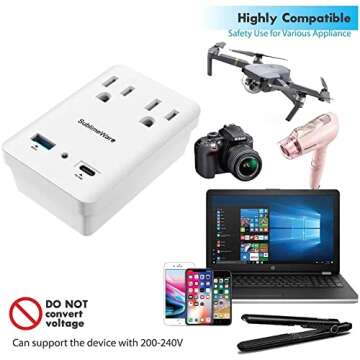 Versatile 2000 W Travel Adapter Kit with 2 Fast USB Ports for Global Charging