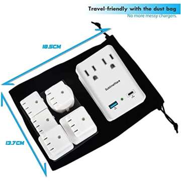 2000 W Travel Adapter Kit with USB Ports for Worldwide Use