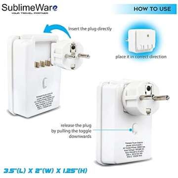 2000 W Travel Adapter Kit with USB Ports for Worldwide Use