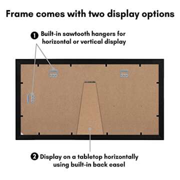 Americanflat 8x16 Collage Picture Frame with Shatter-Resistant Glass - Fits Three 5x7 Photos or One 8x16 Picture - Signature Collection - Photo Frame for Tabletop and Wall Display - Black