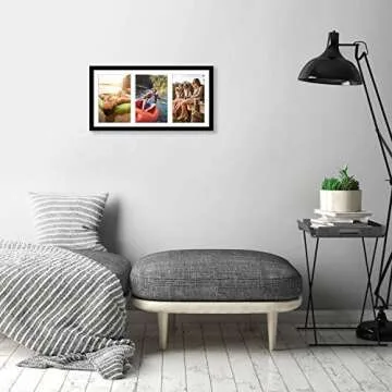 Americanflat 8x16 Collage Picture Frame with Shatter-Resistant Glass - Fits Three 5x7 Photos or One 8x16 Picture - Signature Collection - Photo Frame for Tabletop and Wall Display - Black