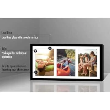 Americanflat 8x16 Collage Picture Frame with Shatter-Resistant Glass - Fits Three 5x7 Photos or One 8x16 Picture - Signature Collection - Photo Frame for Tabletop and Wall Display - Black