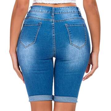 Tribear Women's Ripped High Waist Denim Shorts for Summer
