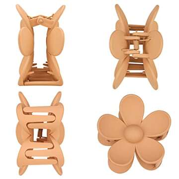 12 Pieces Flower Claw Clips for Women Girls - Large, Strong Hold Jaw Clips in 12 Matte Colors for Thick and Thin Hair