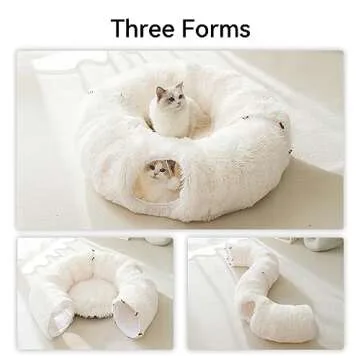 HIPIPET Winter Plush Cat Tunnel with Bed - Multifunctional Fun for Cats