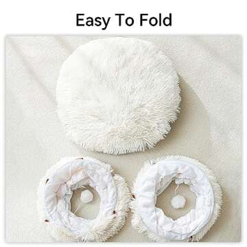 HIPIPET Winter Plush Cat Tunnel with Cat Bed for Indoor Cats,Multifunctional Cat Toys for Small Medium Large Cat.(White)