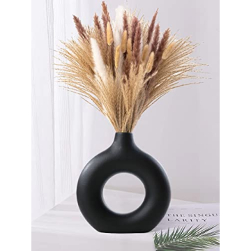 Stylish Black Modern Circle Ceramic Vase for Decor