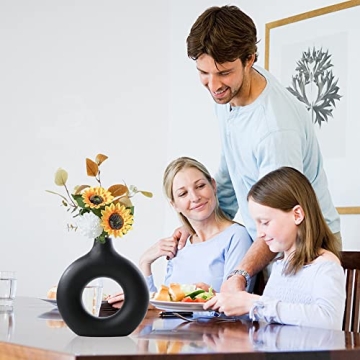 Stylish Black Modern Circle Ceramic Vase for Decor