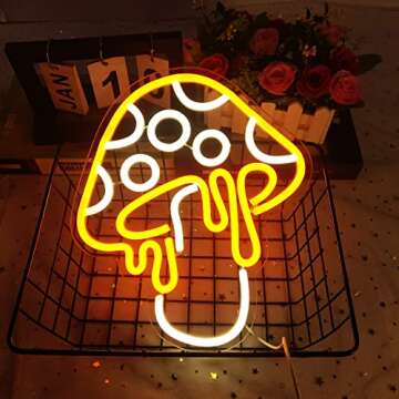 Mushroom Neon Sign Dimmable LED Night Light for Kids